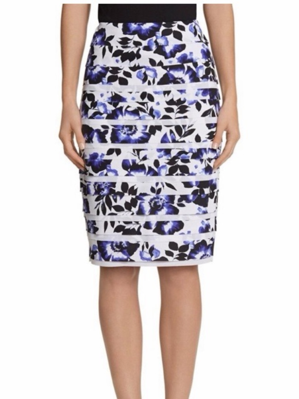 White House Black Market Tiered Floral Pencil Skirt